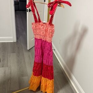 English Factory Pink Ruffled Dress